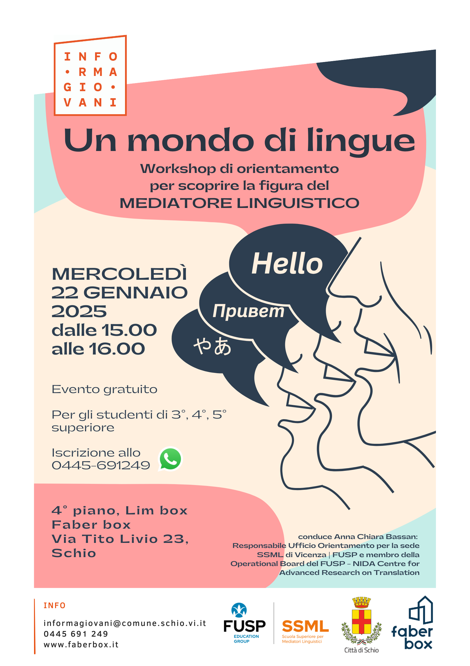 Un mondo di lingue: workshop di orientamento per scoprire la figura del MEDIATORE LINGUISTICO